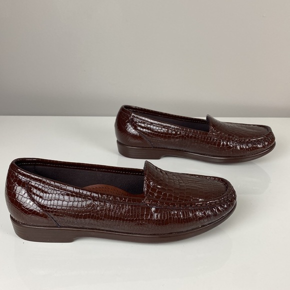 SAS Simplify Croco Print Leather Moccasin Loafers Size 9.5 - Picture 2 of 14